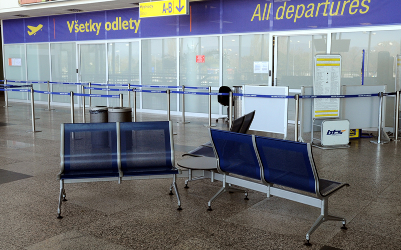 The check in terminal at Bratislava Milan Rastislav Stefanik international airport is empty of passengers on April 17. Air traffic in Europe has been disrupted since Thursday as the cloud of ash from the eruption of the Eyjafjallajokull volcano in southeast Iceland started spreading southwards and eastwards. (AF)