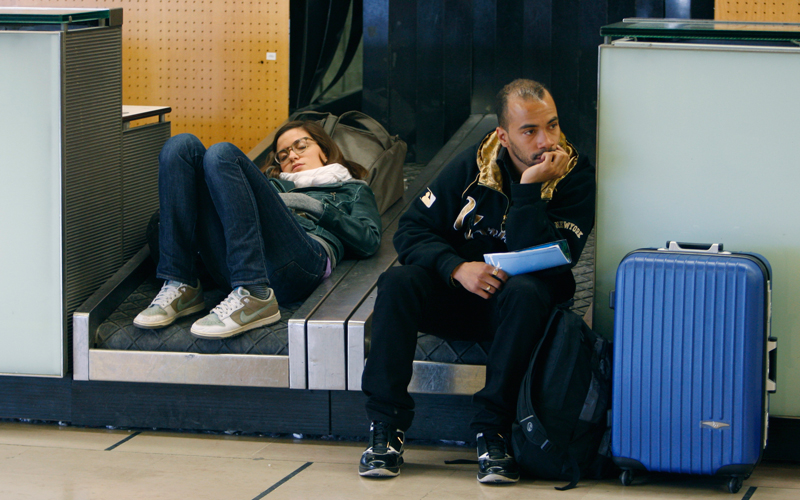 Passengers wait at a check in desk at Paris Orly Airport, as hundreds of commercial flights across northern and eastern Europe are canceled by a drifting plume of volcanic ash originating from a volcanic eruption in Iceland on April 17. The Icelandic volcano that erupted Wednesday has sent an enormous cloud of microscopic ash particles across northern Europe, grounding aircraft across the continent. (AP)