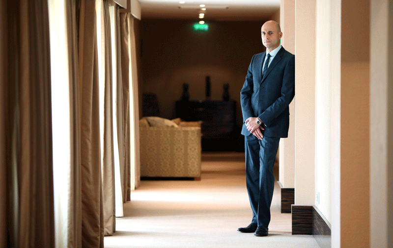 Actor Mark Strong poses for a portrait, while promoting the film 'Robin Hood', at the 63rd international film festival, in Cannes, southern France, on May 12, 2010. (AP)