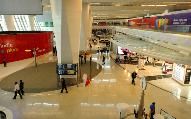 Visitors take a tour of the newly-inaugurated Indira Gandhi International Airport Terminal 3 in New Delhi, India. Top government officials unveiled the multibillion dollar, glittering steel and glass new airport terminal in the Indian capital Saturday months ahead of playing hosting to the Commonwealth Games. (AP)