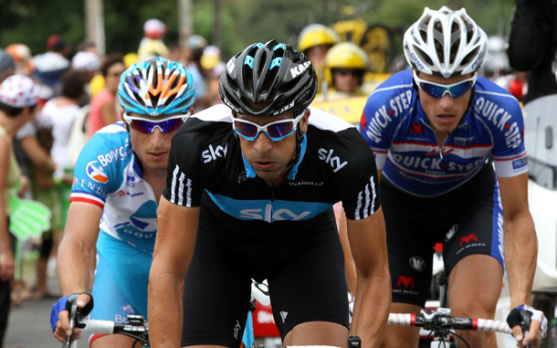 Juan Antonio Flecha of Spain and Team SKY leads the break away group during stage thirteen of the 2010 Tour de France from Rodez to Revel, France. (GETTY IMAGES)