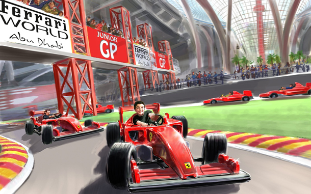 The Ferrari World Abu Dhabi caters to aspiring F1 drivers, too: the Junior Grand Prix allows them to drive around the track in scaled down Ferrari F1 racer. (SUPPLIED)