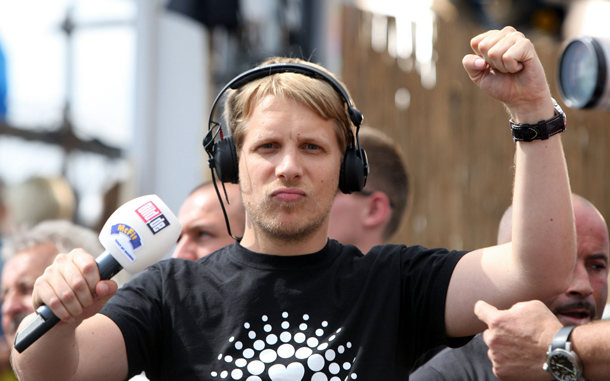 Comedian Oliver Pocher hosts the Love Parade festival in Duisburg, Germany. At least 18 people were crushed to death and dozens injured in a stampede at Germany's famous Love Parade festival. (GETTY IMAGES)