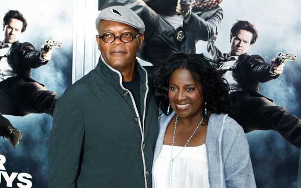 Cast member Samuel L. Jackson arrives with his wife LaTanya Richardson for the premiere of the film "The Other Guys" in New York. (REUTERS)