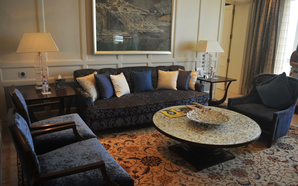 A room in the newly-restored heritage wing of Mumbai's landmark Taj Mahal Palace and Tower hotel is seen before its reopening on August 15. Restoration work on the 105-year old section of the luxury hotel has taken 18 months after it was badly-damaged by fire, shooting and explosions when four heavily-armed Islamist gunmen stormed the building on November 26, 2008. (AFP)