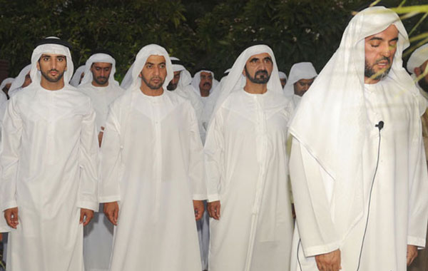 Sheikh Mohammed performing Maghreb prayers.