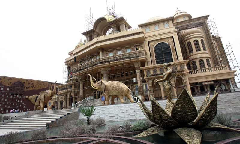 View of the facade of the 'Nautank Mahal' palace at the Bollywood theme park 'Kingdom of Dreams' in Gurgaon, Haryana state, India. (EPA)