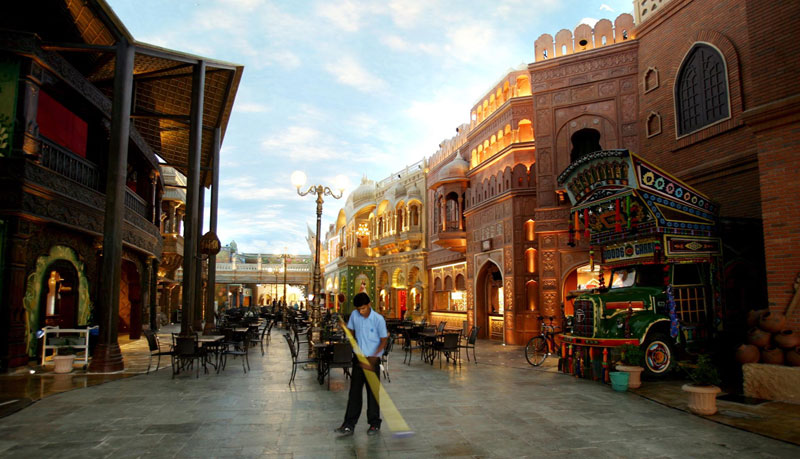 A section of Indian Bollywood theme park named Kingdom of Dreams photographed in Gurgaon, Haryana, India. (EPA)