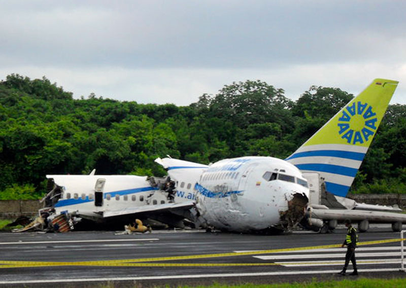The wreckage of a Colombian passenger jet that crashed at the airport of San Andres island is seen August. (Reuters)