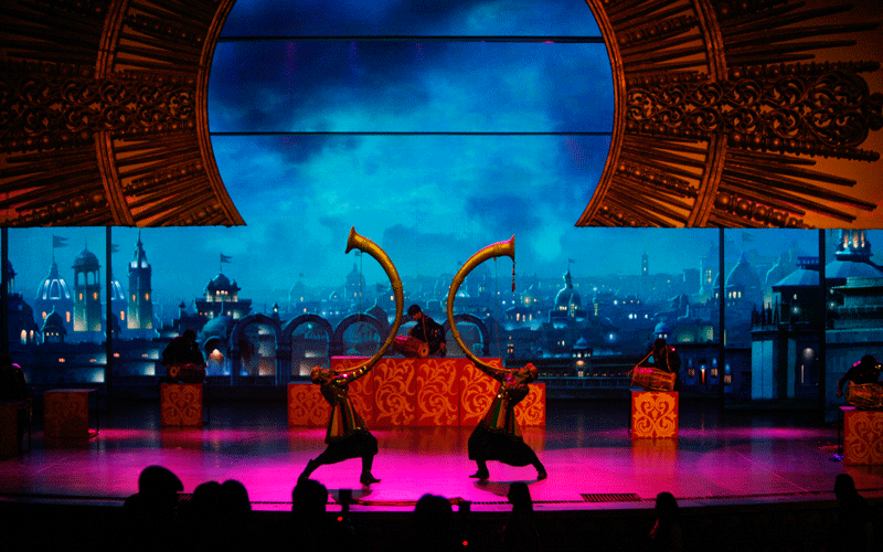 Dancers perform before Indian music composer A.R. Rahman presented the theme song for the upcoming Commonwealth Games in Gurgaon, India. (AP)