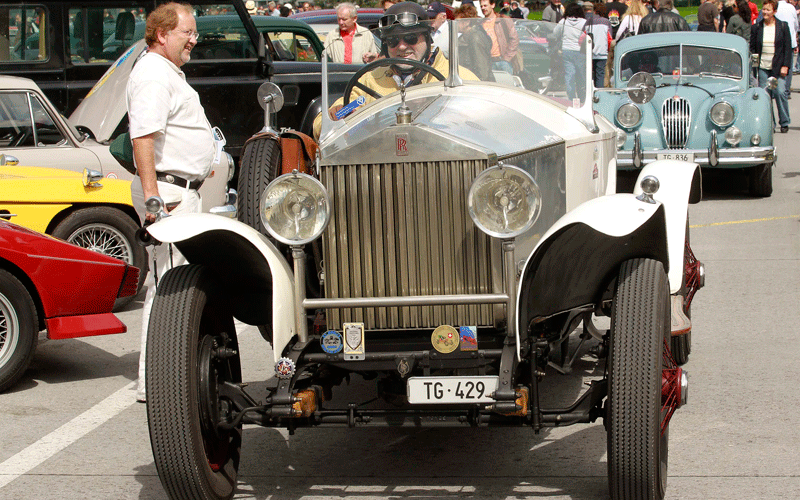 A man drives his vintage Rolls-Royce car during the British Car Meeting 2010 in the village of Mollis some 80 kilometres east of Zurich. (REUTERS)