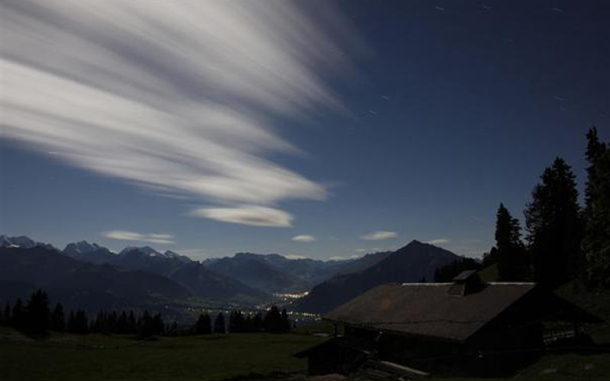 The mountain pasture Unterbaergli above Sigriswil is seen in the early morning. (REUTERS)