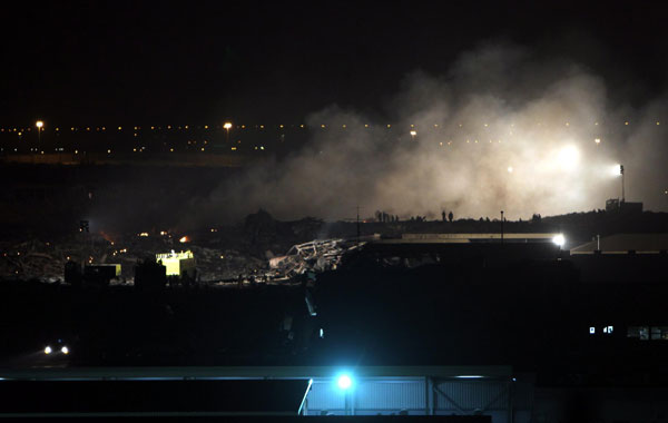 A view of the site where a cargo airplane crashed while taking off at Dubai airport, United Arab Emirates. (EPA)FD