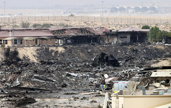 A general view of the site where a cargo airplane crashed while taking off from Dubai airport, United Arab Emirates. (EPA)