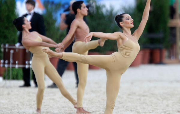 Dancers perform at the opening ceremonies of the World Equestrian Games in Lexington, Ky. (AP)