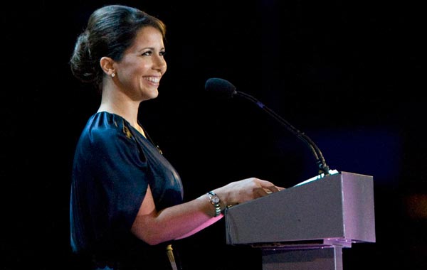 Jordan's Princess Haya bint Hussein, president of the international equestrian federation, declares the games open during the opening ceremony at the World Equestrian Games in Lexington, Kentuck. (REUTERS)