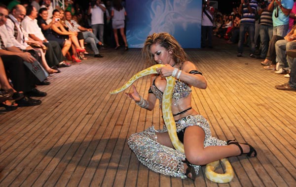 Lebanese dancer Amalia Zaidan performs during Beirut Fashion Night 2010 at the Marina Dbayeh, north of Beirut, Lebanon. (AP)