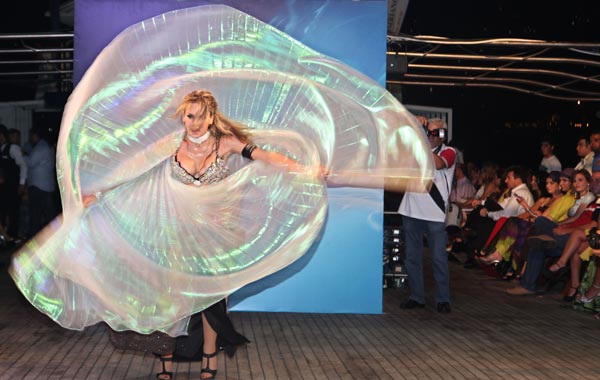 Lebanese dancer Amalia Zaidan performs during Beirut Fashion Night 2010 at the Marina Dbayeh, north of Beirut, Lebanon. (AP