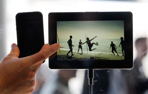 The PlayBook is displayed at the BlackBerry developers conference 2010 in San Francisco. (AP)