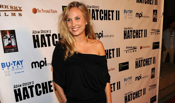 Actress Alexis Peters arrives at the premiere of Dark Sky Films' "Hatchett II" at The Egyptian Theater in Hollywood, California. (AFP/GETTY)