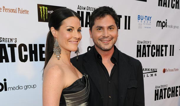 Actress Rileah Vanderbilt (L) and director Adam Green arrive at the premiere of Dark Sky Films' "Hatchett II" at The Egyptian Theater in Hollywood, California. (AFP/GETTY)