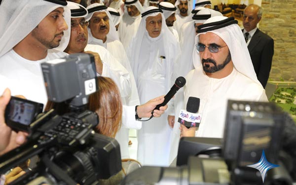 After the tour, Sheikh Mohammed spoke to the press, saying the economic situation is improving. (SUPPLIED)