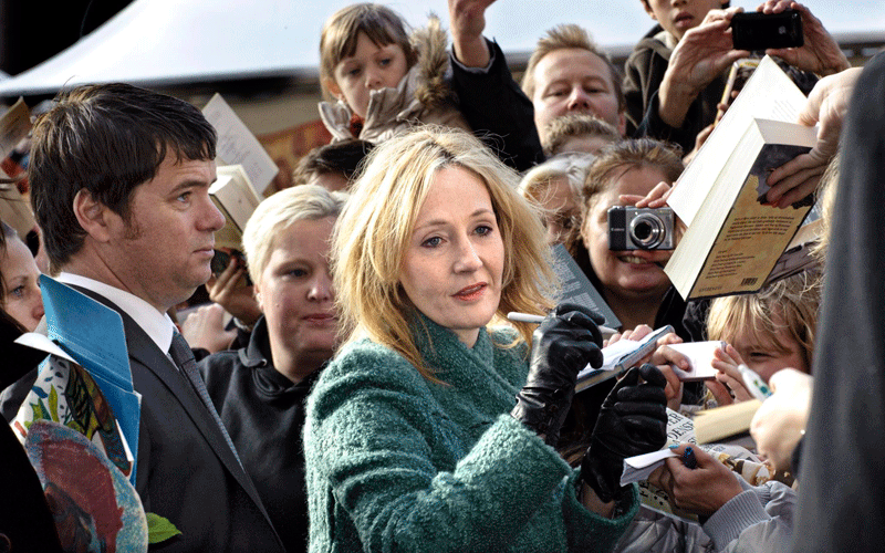 British author J.K. Rowling signs autographs outside Odense Concert Hall in Odense, Denmark. She is in Denmark to receive the Hans Christian Andersen Litterature Award 2010. The Danish fairy story teller Hans Christian Andersen(1805-1875) was born in Odense. (EPA)