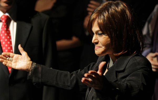 Egypt's veteran actress Magda al-Sabahi is honoured at the Damascus International Film Festival in the Syrian capital. (AFP)