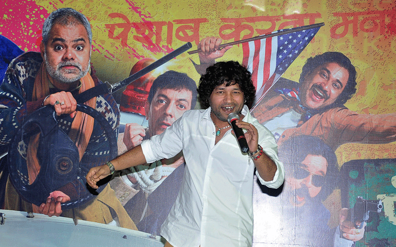 Indian Bollywood singer Kailash Kher poses during the music launch of the upcoming Hindi film “Phas Gaya Re Obama” directed by Subhash Kapoor in Mumbai. (AFP)