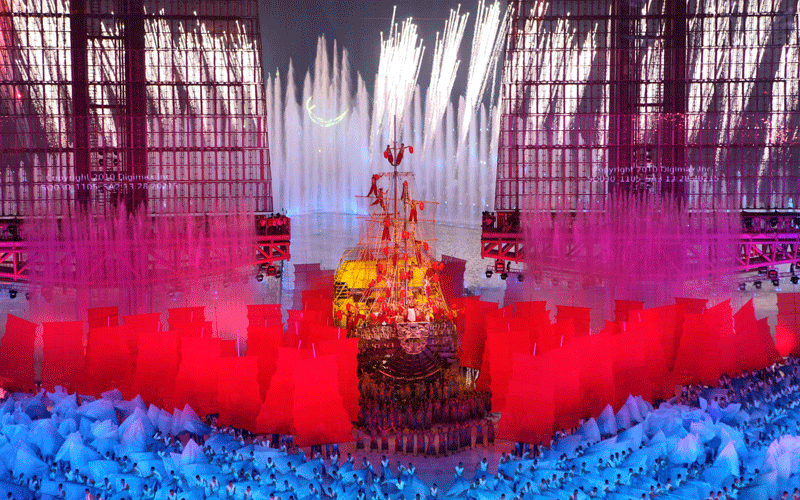 Participants rehearse for the opening ceremony of the Asian Games to be held in Guangzhou, China.  For the second time in three years, China is about to stage a spectacle of Olympic proportions. The Nov. 12-27 Asian Games will feature about 11,700 athletes competing in 42 sports, ranging from teensy Chinese gymnasts cultivated by the country's state-funded sports system to boxers from Palestine who train by punching old tires. (AP)