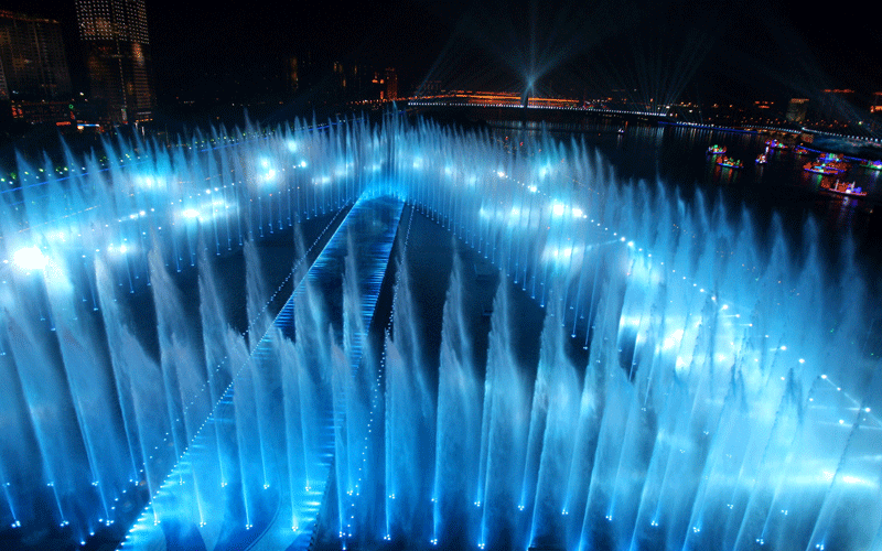 Artists perform during a rehearsal for the opening ceremony of the 16th Asian Games in Guangzhou. The 16th Asian Games will be held in south China's Guangdong province, a major export hub in China, from November 12-27 and will be the biggest ever, with 45 countries and territories taking part in 42 sports. (AFP)