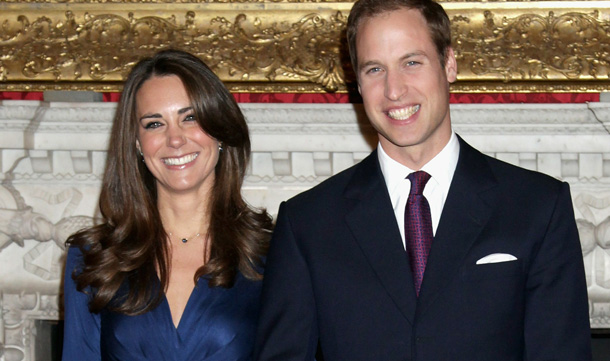 Prince William and Kate Middleton pose for photographs in the State Apartments of St James Palace in London, England. After much speculation, Clarence House today announced the engagement of Prince William to Kate Middleton. The couple will get married in either the Spring or Summer of next year and continue to live in North Wales while Prince William works as an air sea rescue pilot for the RAF. The couple became engaged during a recent holiday in Kenya having been together for eight years. (GETTY IMAGES)