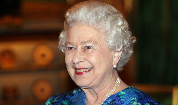 Queen Elizabeth II smiles as she is congratulated on the news of Prince Williams engagement to Kate Middleton during a reception for Leaders of the Overseas Territories at Windsor Castle in London, England. (GETTY IMAGES)