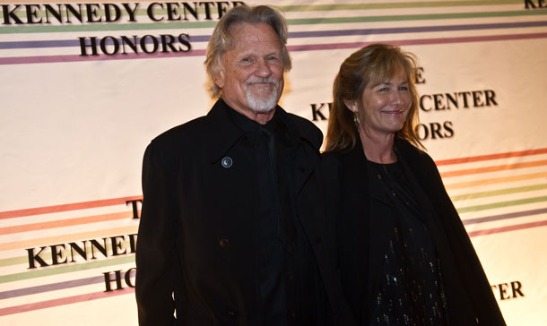 US singer and actor Kris Kristofferson and wife Lisa pose on the red carpet of the Kennedy Center Honors gala performance at the Kennedy Center in Washington. (AFP)