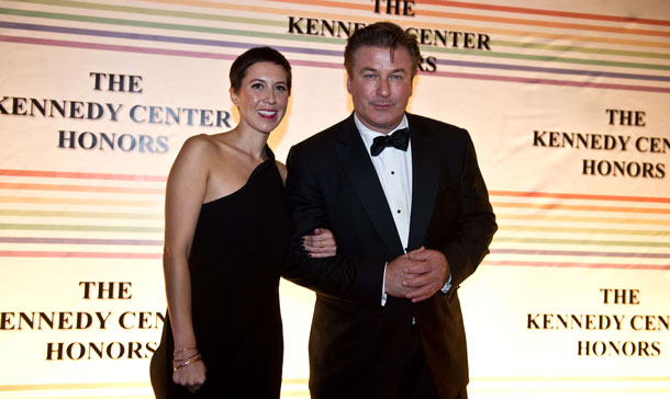 US actor Alec Baldwin and guest pose on the red carpet of the Kennedy Center Honors gala performance at the Kennedy Center in Washington. (AFP)