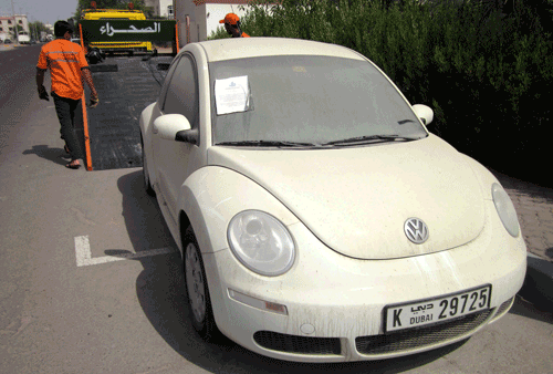 An abandoned car set to be towed away in Dubai. (FILE)