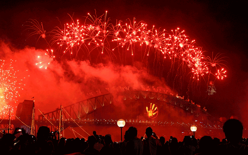 Fireworks light up Sydney Harbour during the midnight fireworks session as Sydney Celebrates New Year's Eve in Sydney, Australia. (Getty Images)