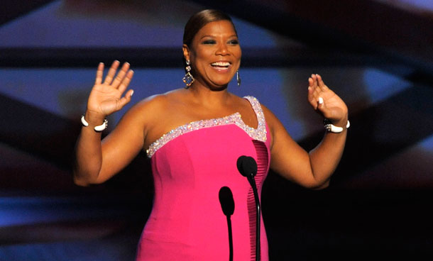 Host Queen Latifah is seen on stage at the People's Choice Awards in Los Angeles. (AP)