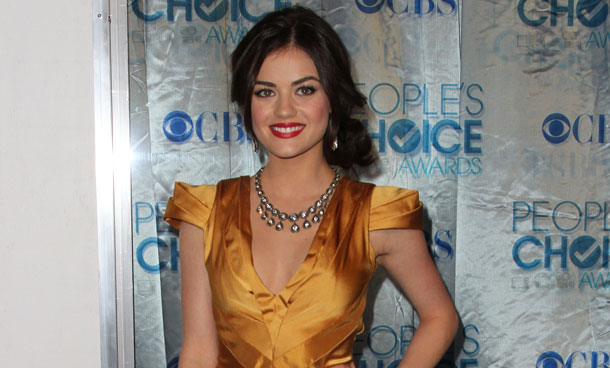 Actress Lucy Hale arrives at the People's Choice Awards in Los Angeles, California. (AFP)