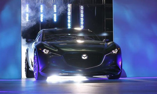 The Mazda Shinari concept car is unveiled at the LA Auto Show in Los Angeles. (REUTERS)