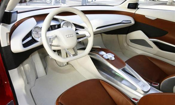 The interior of the Audi E-tron electric concept car alternative fuel vehicle at the LA Auto Show in Los Angeles. (REUTERS)