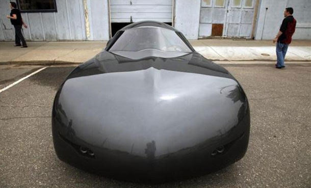 A Lightning Hybrids LH4 prototype hybrid sport sedan outside the company's headquarters in Loveland, Colorado. (REUTERS)