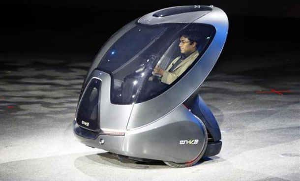 The EN-V, or "Electric Networked-Vehicle", concept from General Motors is unveiled in Shanghai. (REUTERS)