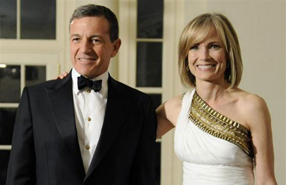 Robert Iger of Disney arrives with Willow Bay for the state dinner hosted by President Obama and first lady Michelle for President of China Hu Jintao at the White House. (REUTERS)