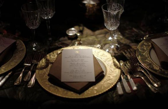 A table setting for the state dinner hosted by President Obama for Chinese President Hu Jintao at the White House. (REUTERS)