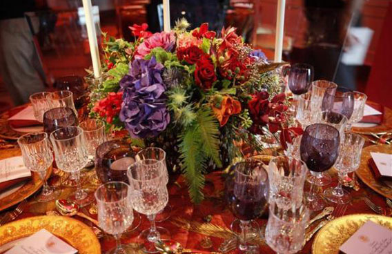 A table setting for the state dinner hosted by President Obama for Chinese President Hu Jintao at the White House. (REUTERS)