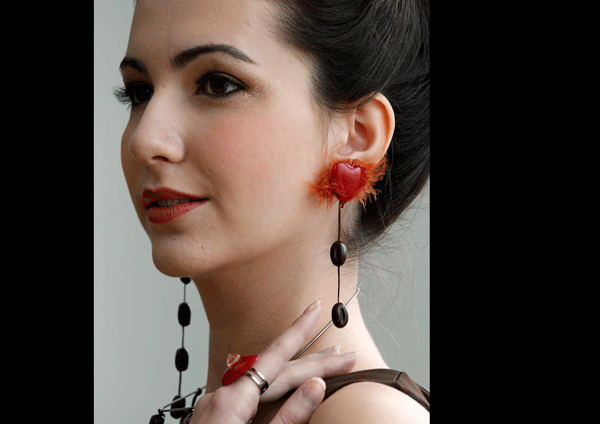 A model wears chocolate accessories made by Italian chocolatier Mirco Della Vecchia, during an exhibition in Hong Kong. (REUTERS)