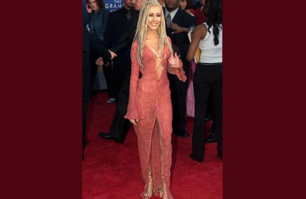 Singer Christina Aguilera arrives at the 43rd Annual Grammy Awards at the Staples Center in Los Angeles. (REUTERS)