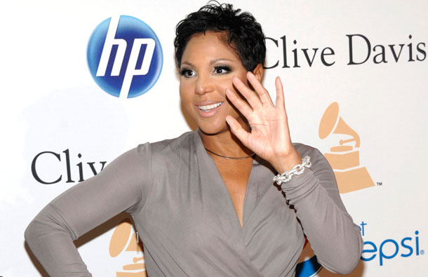 Toni Braxton arrives at the Pre-Grammy Gala & Salute to Industry Icons with Clive Davis honoring David Geffen in Beverly Hills, Calif. (AP)