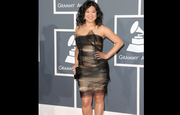 Actress Jenna Ushkowitz arrives at The 53rd Annual GRAMMY Awards held at Staples Center on February 13, 2011 in Los Angeles, California. (GETTY)